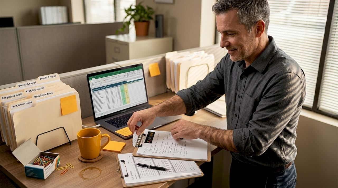 HR professional organizes document inventory