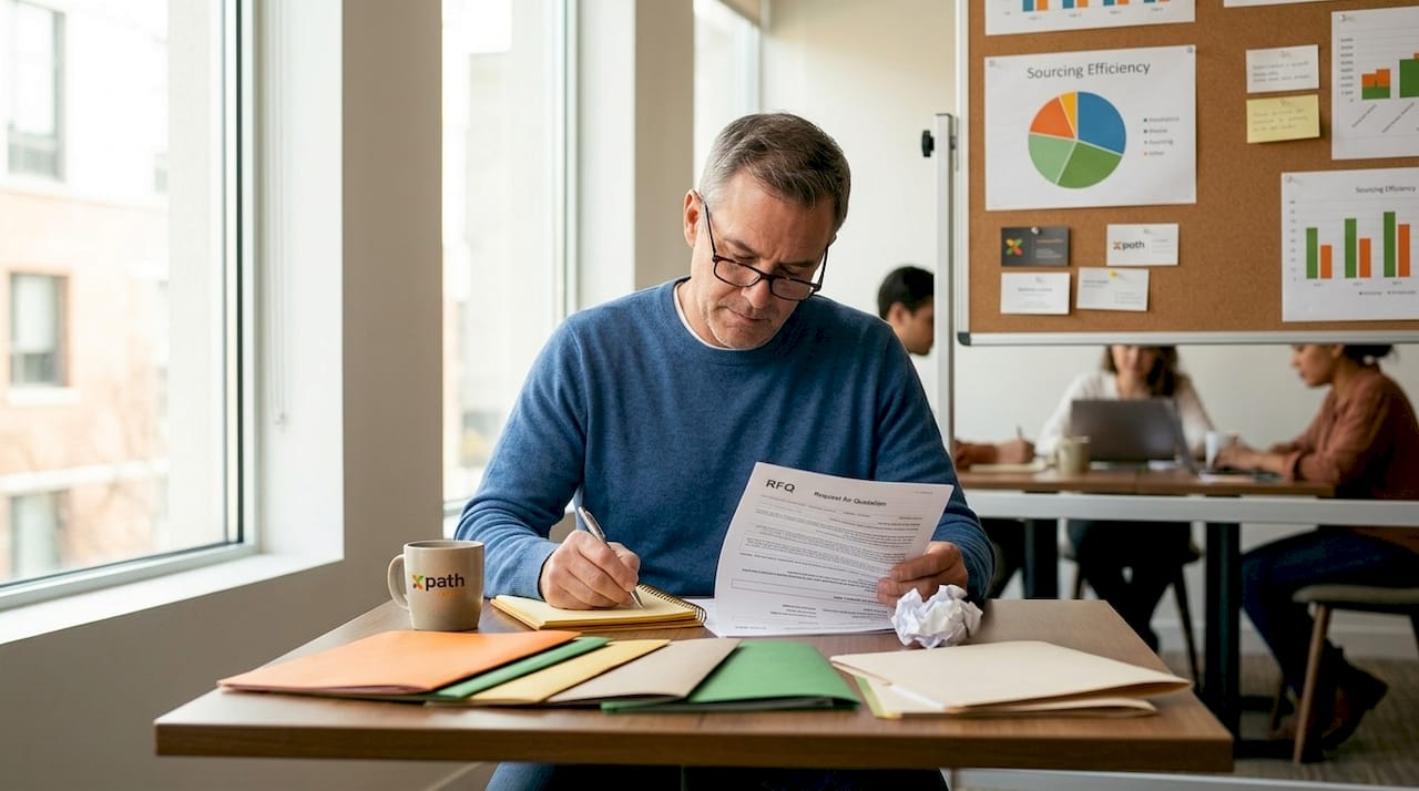 Manager reviewing a digital RFQ document