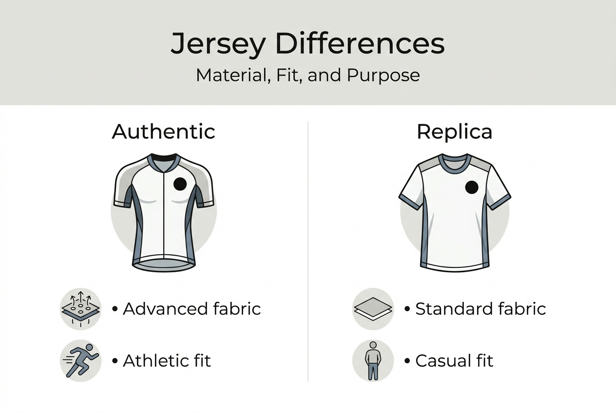 Infographic showing jersey material and fit differences