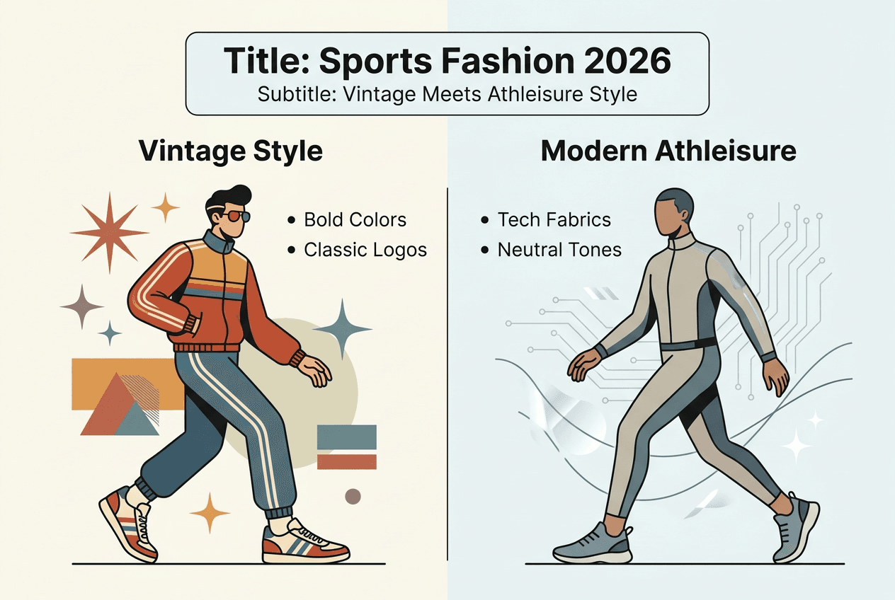 Infographic vintage and modern sports fashion comparison