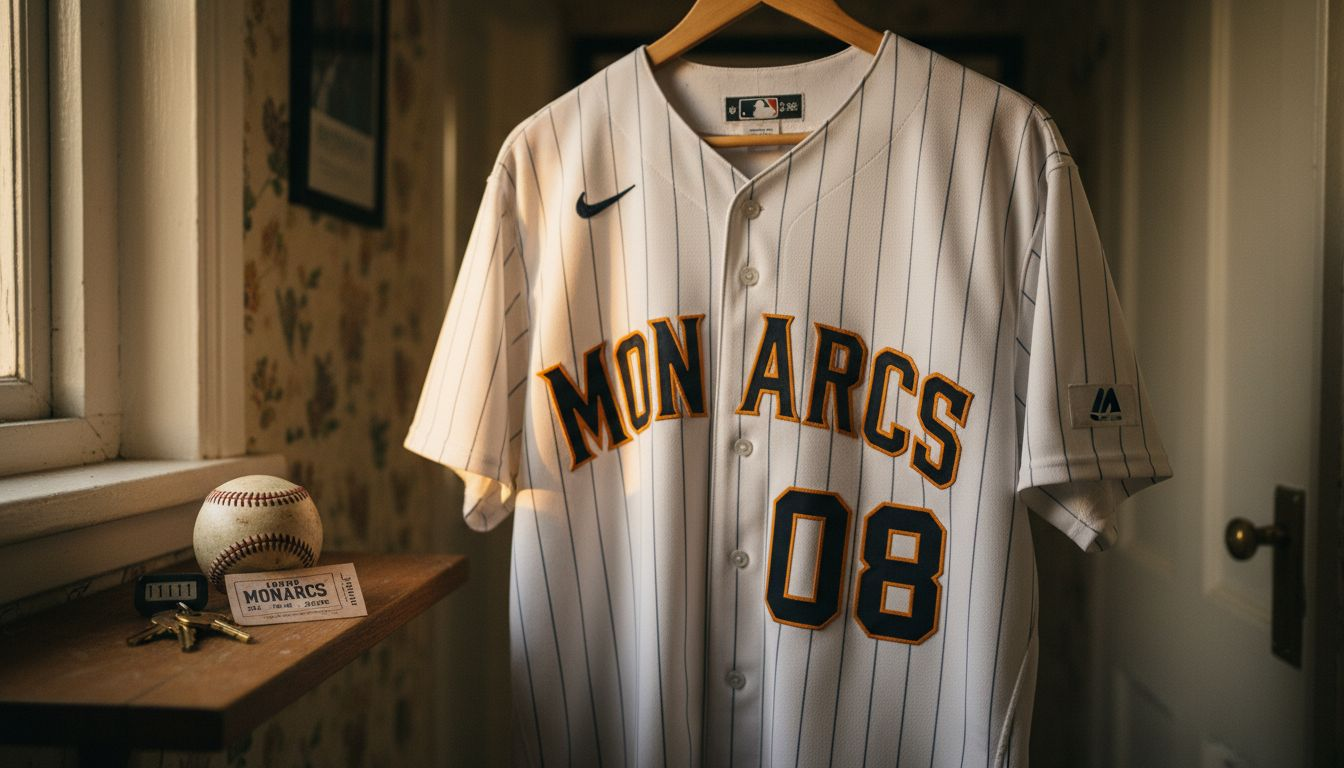 Close-up view of authentic MLB jersey details
