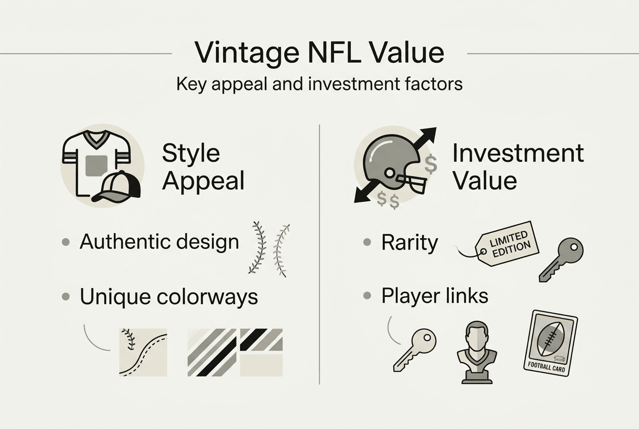 Infographic showing style and value of vintage NFL gear