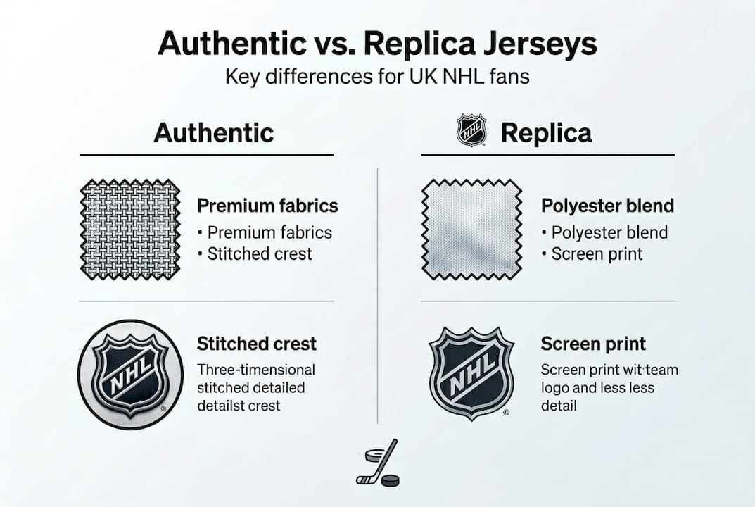 Infographic comparing NHL jersey types