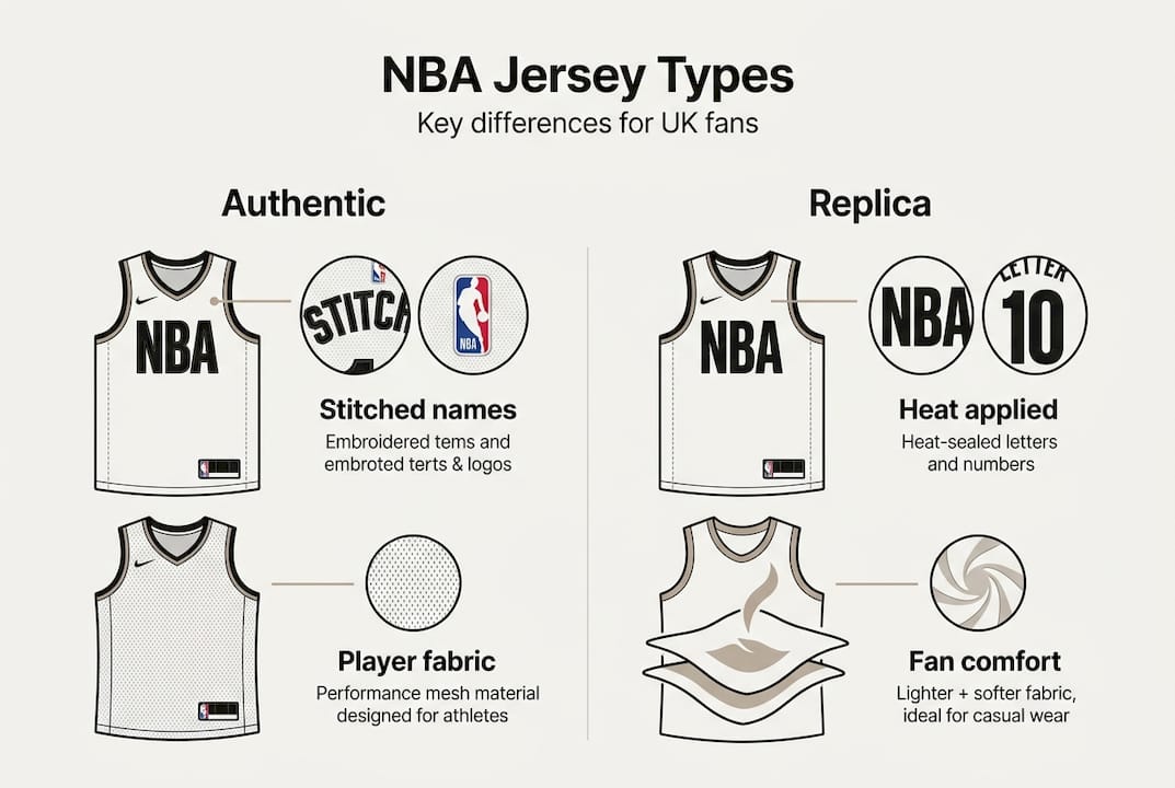 Infographic comparing NBA authentic and replica jerseys