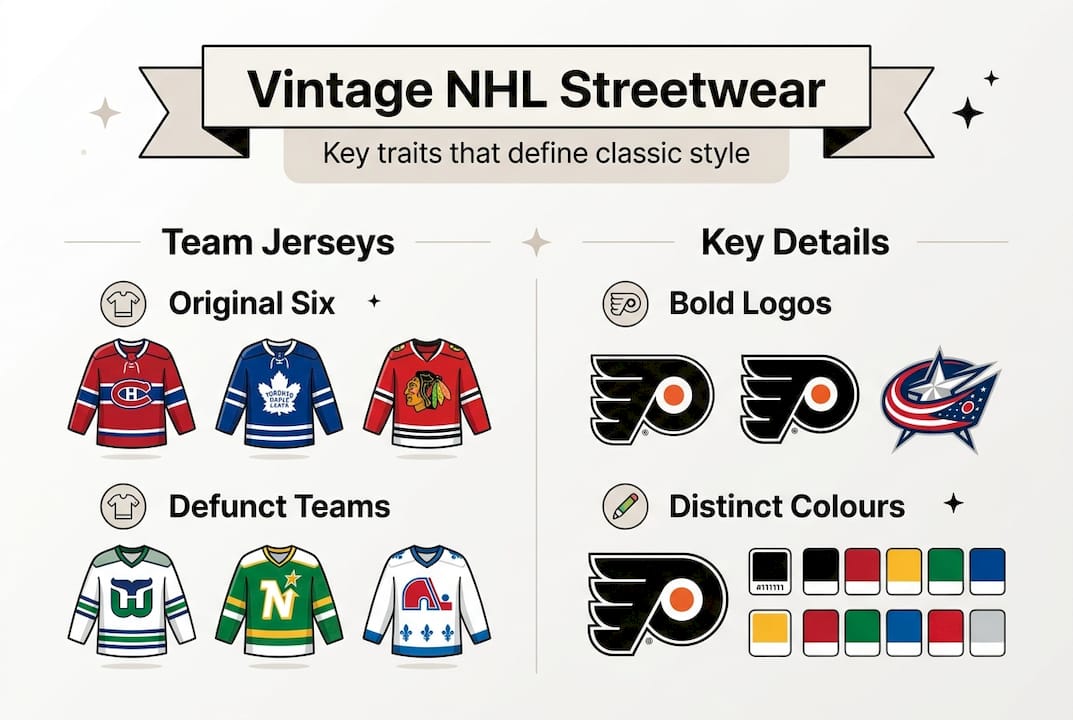 Infographic vintage NHL streetwear features