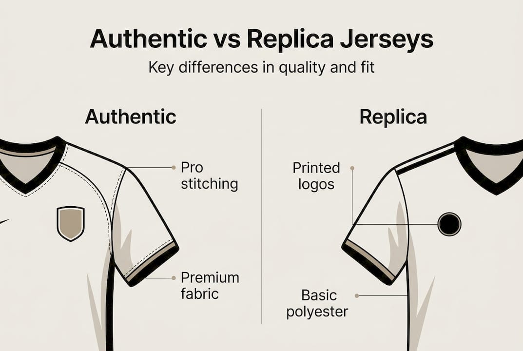 Infographic comparing authentic and replica jerseys