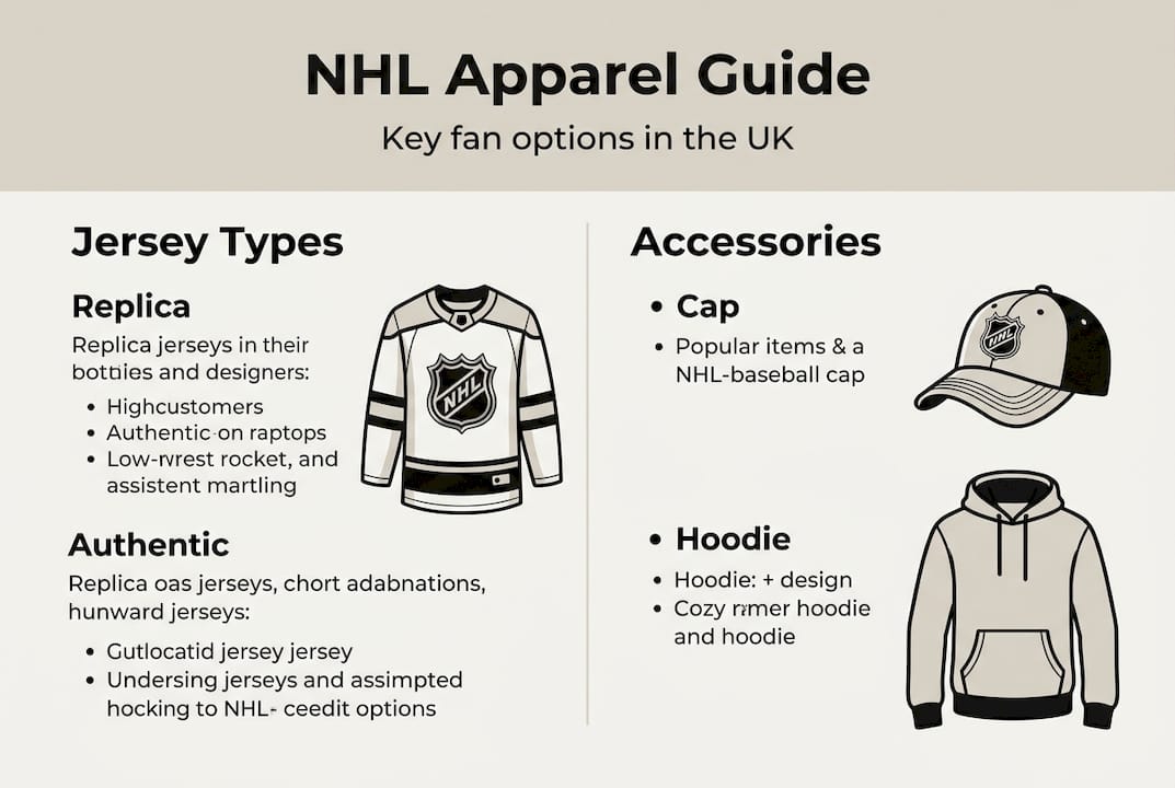 Infographic showing NHL apparel types and accessories