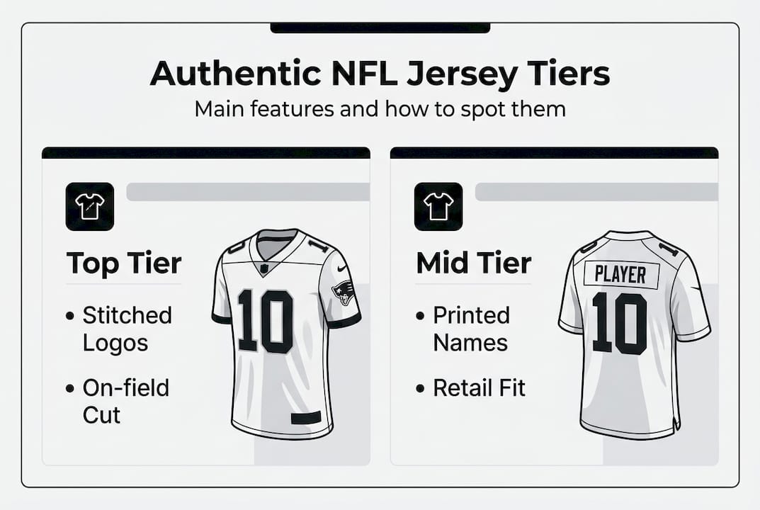 Infographic showing NFL jersey tier differences