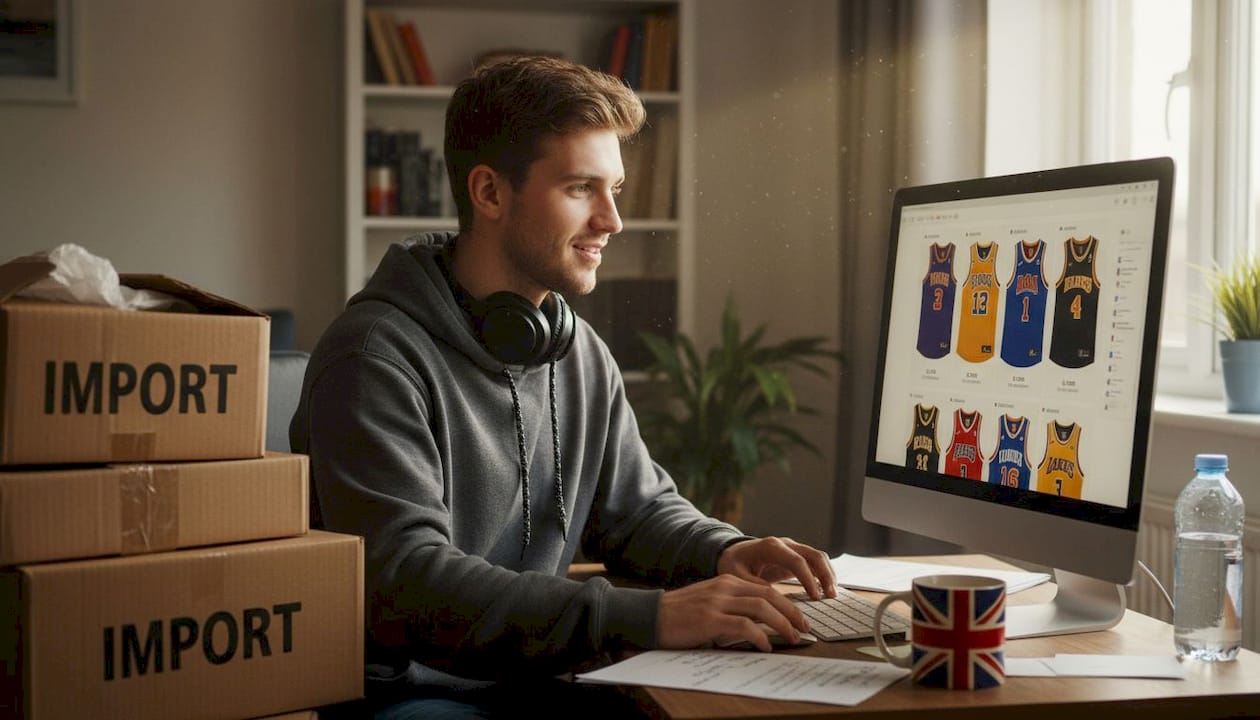 Searching NBA apparel listings in UK workspace