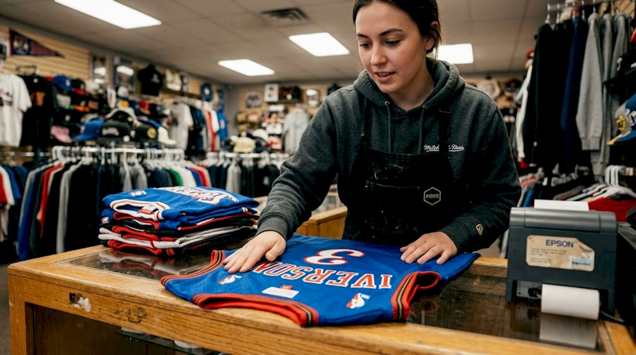 Mitchell & Ness jersey detail on counter