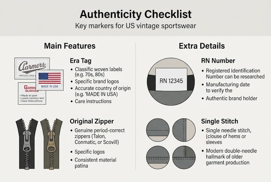 Infographic showing US sportswear authentication checklist