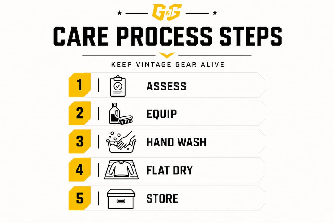 Infographic shows five steps to care for vintage sportswear