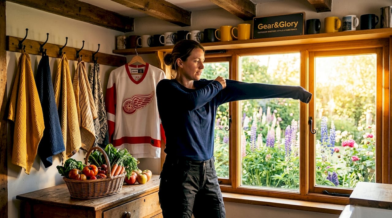 Woman choosing base layer for NHL jersey