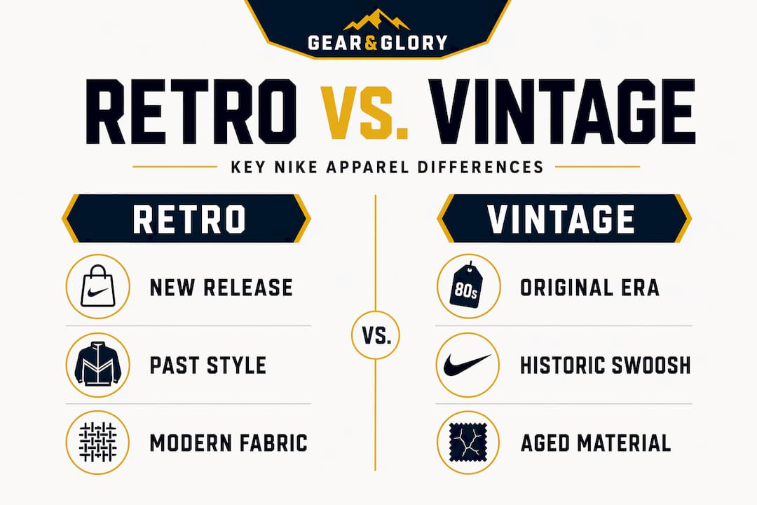 Infographic comparing retro and vintage Nike apparel