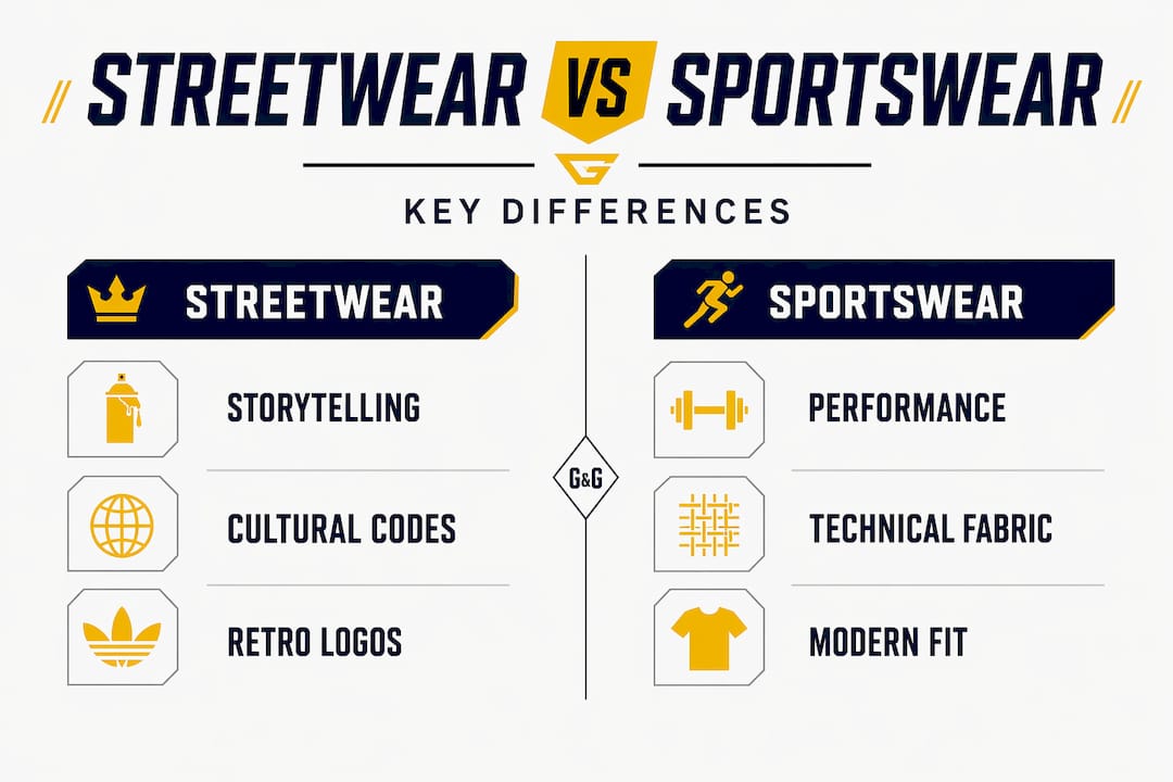 Infographic comparing US streetwear and sportswear features