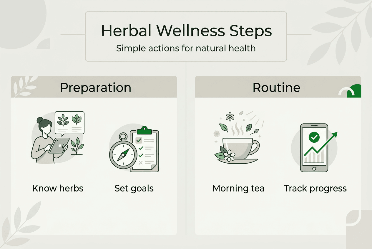 Infographic outlining herbal wellness steps