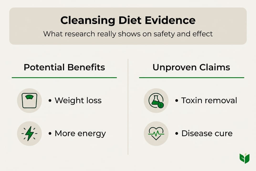 Infographic showing evidence overview of cleansing diets