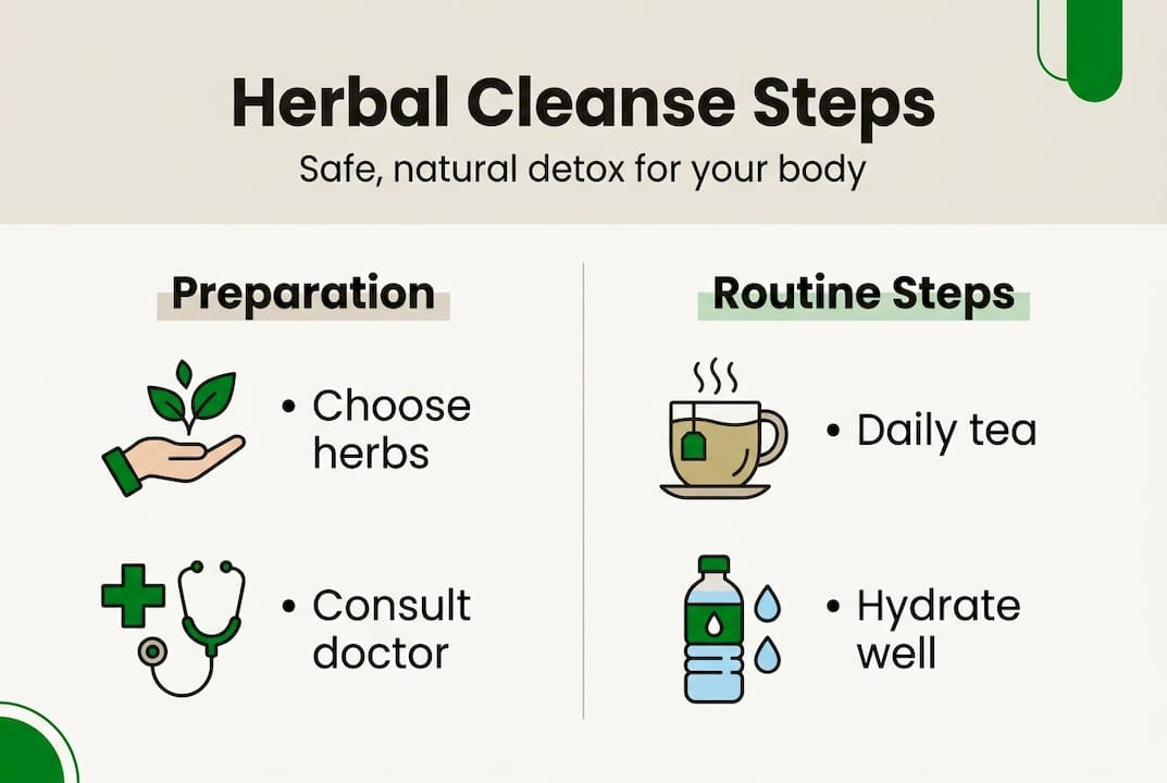 Infographic of herbal cleanse prep and routine
