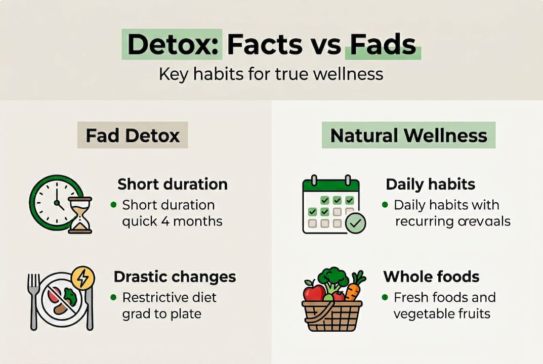 Infographic comparing fad detoxes and natural wellness