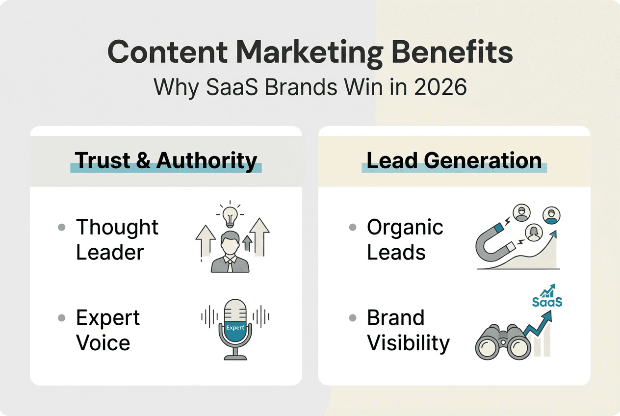 Infographic of SaaS content marketing key benefits