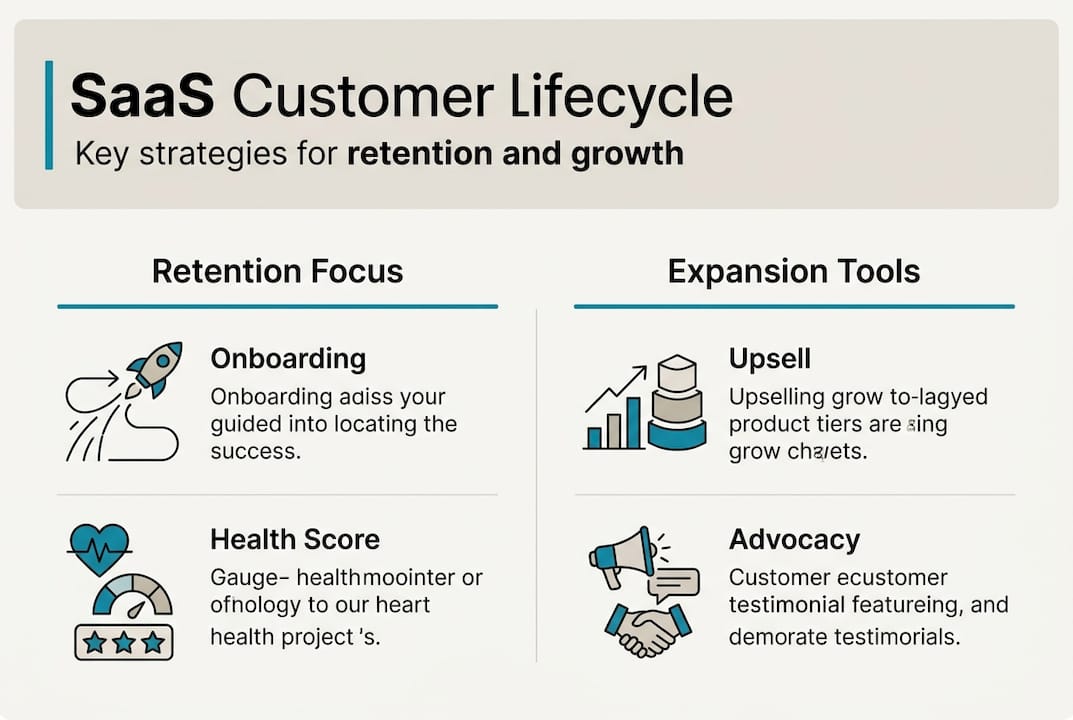 Infographic on SaaS customer lifecycle strategies