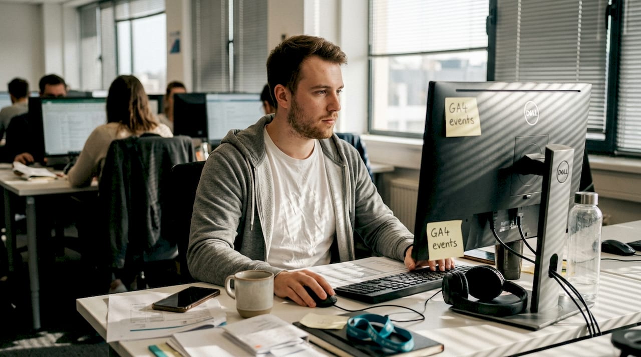 Marketer scrolls GA4 event spreadsheet