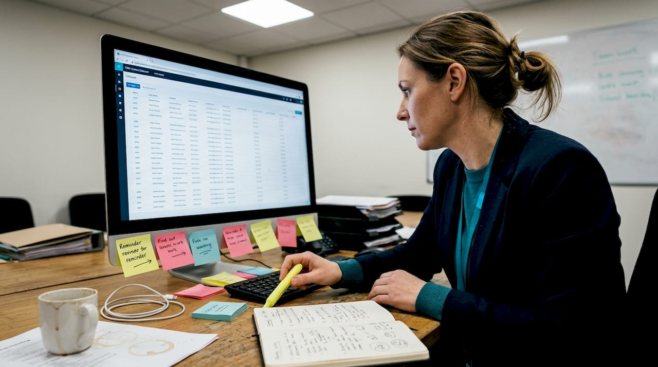 Team leader reviews CRM data for SaaS AI