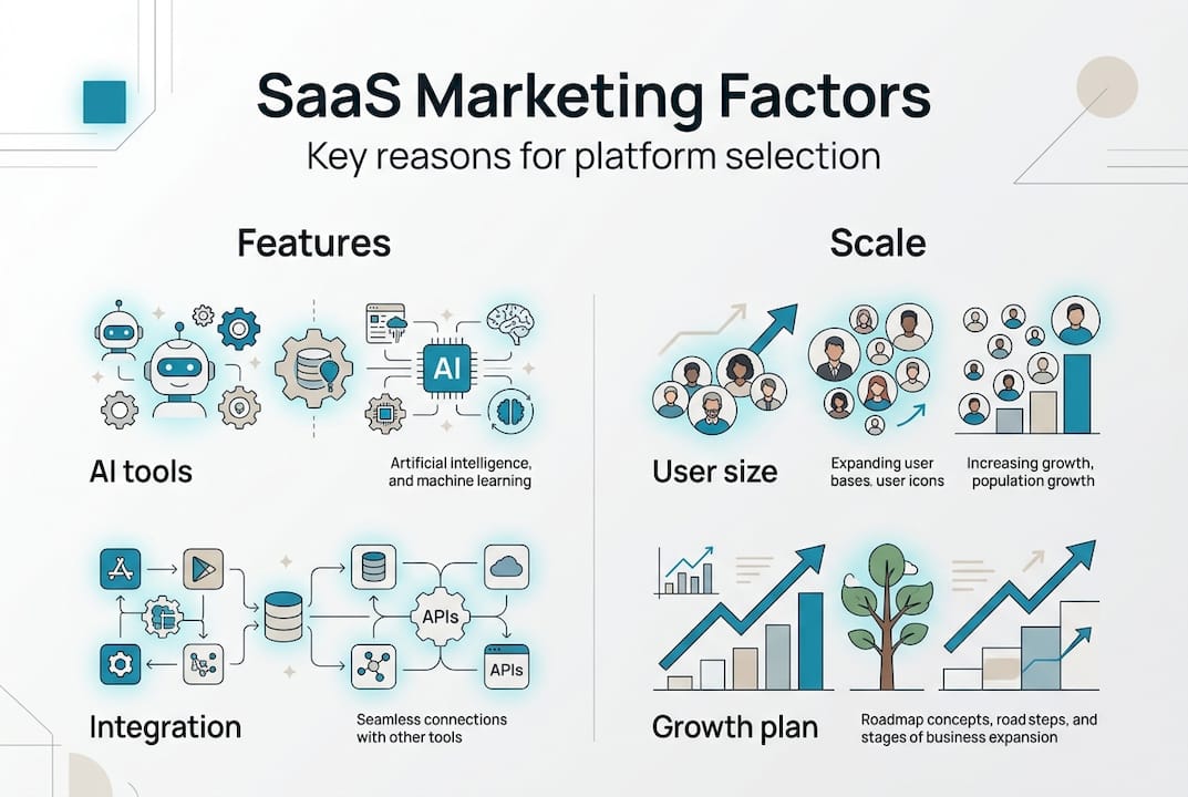 Infographic with SaaS marketing decision factors