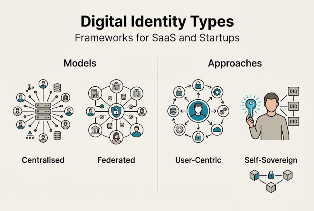 Infographic comparing digital identity models and approaches