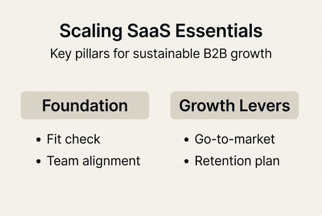 Infographic with SaaS scaling foundation and levers
