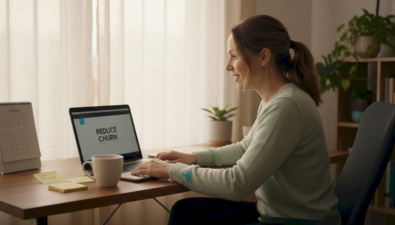 Woman on video call about customer retention