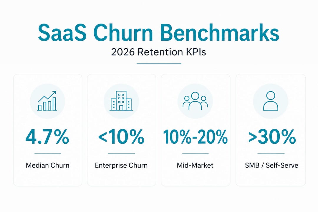 Infographic of SaaS churn rate benchmarks