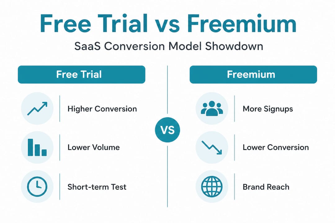 Infographic comparing free trial and freemium models