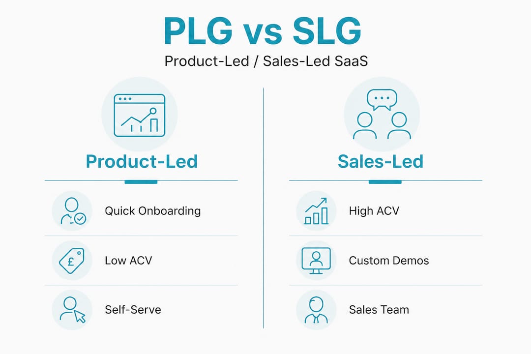 Infographic comparing PLG and SLG features