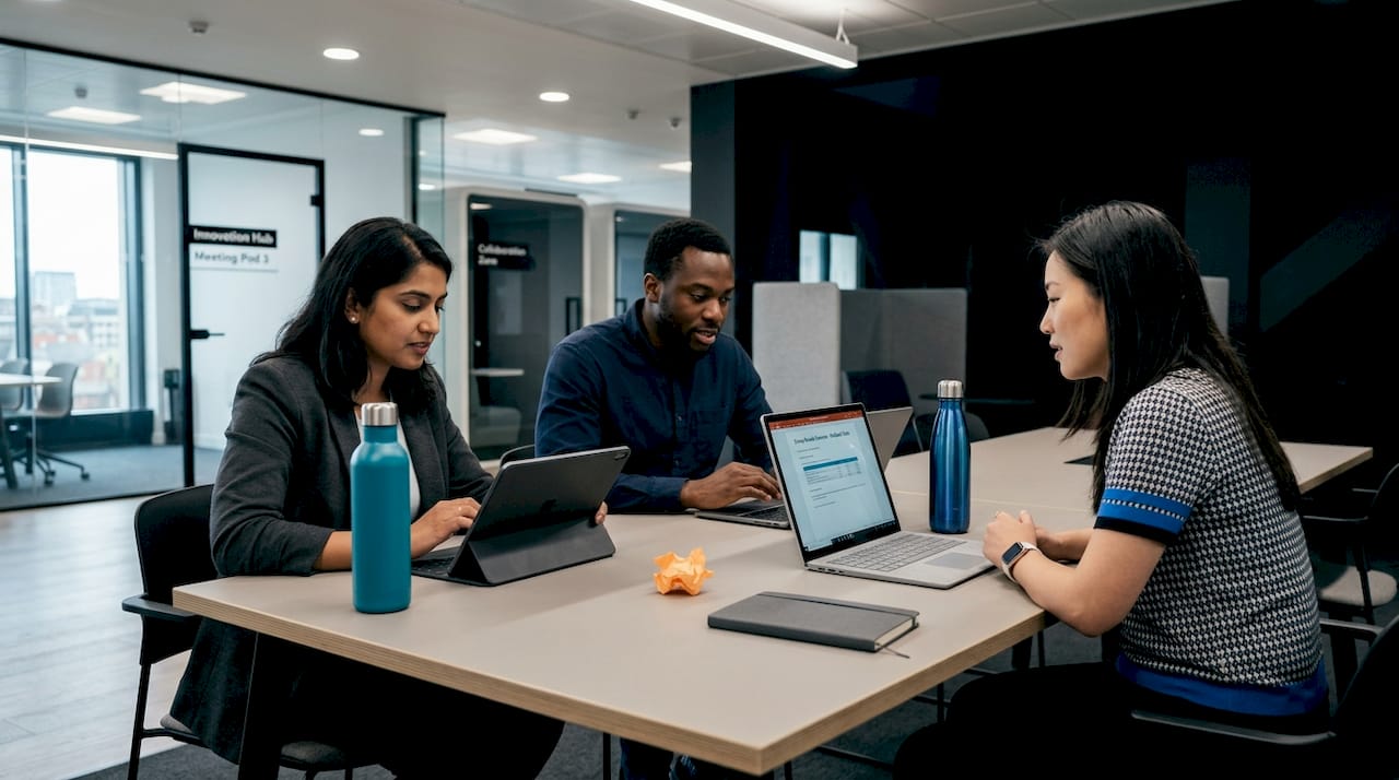 SaaS team collaborating during research loop meeting