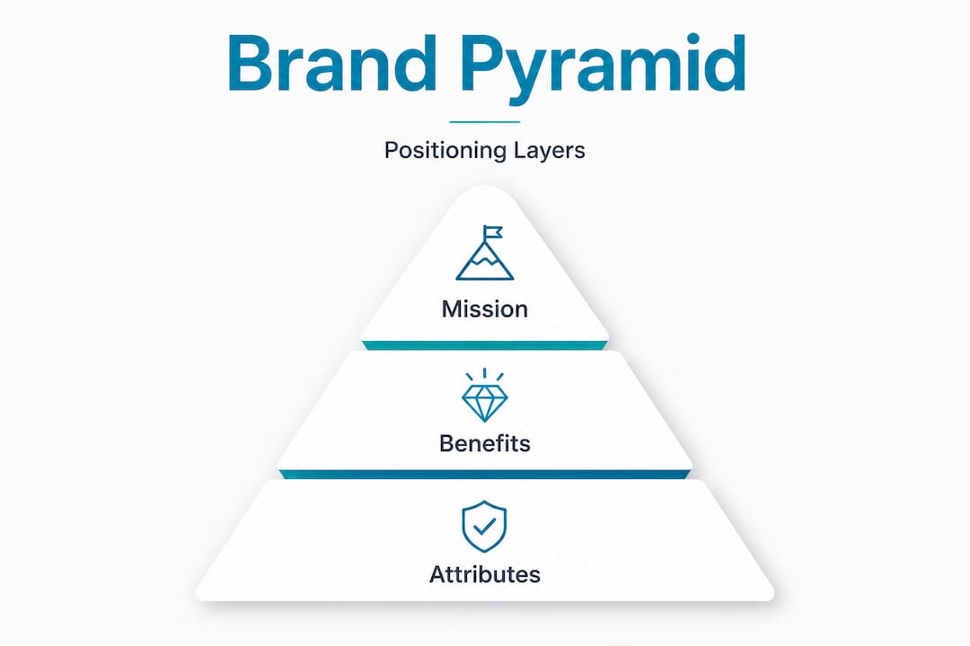 Brand positioning framework pyramid infographic