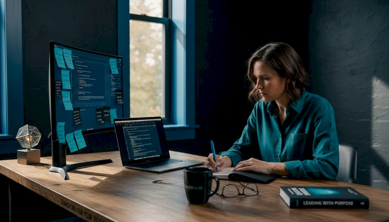 Founder writing candid leadership notes