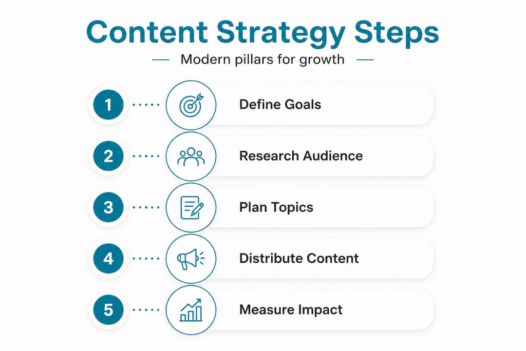 Infographic showing content strategy steps