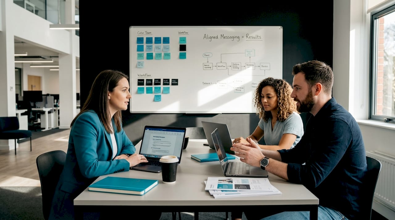 Team aligning SaaS messaging strategy