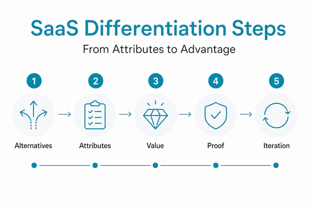 Infographic showing SaaS differentiation framework steps