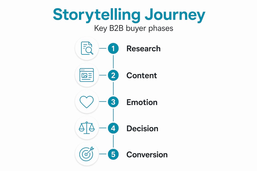 Infographic illustrating buyer storytelling journey stages