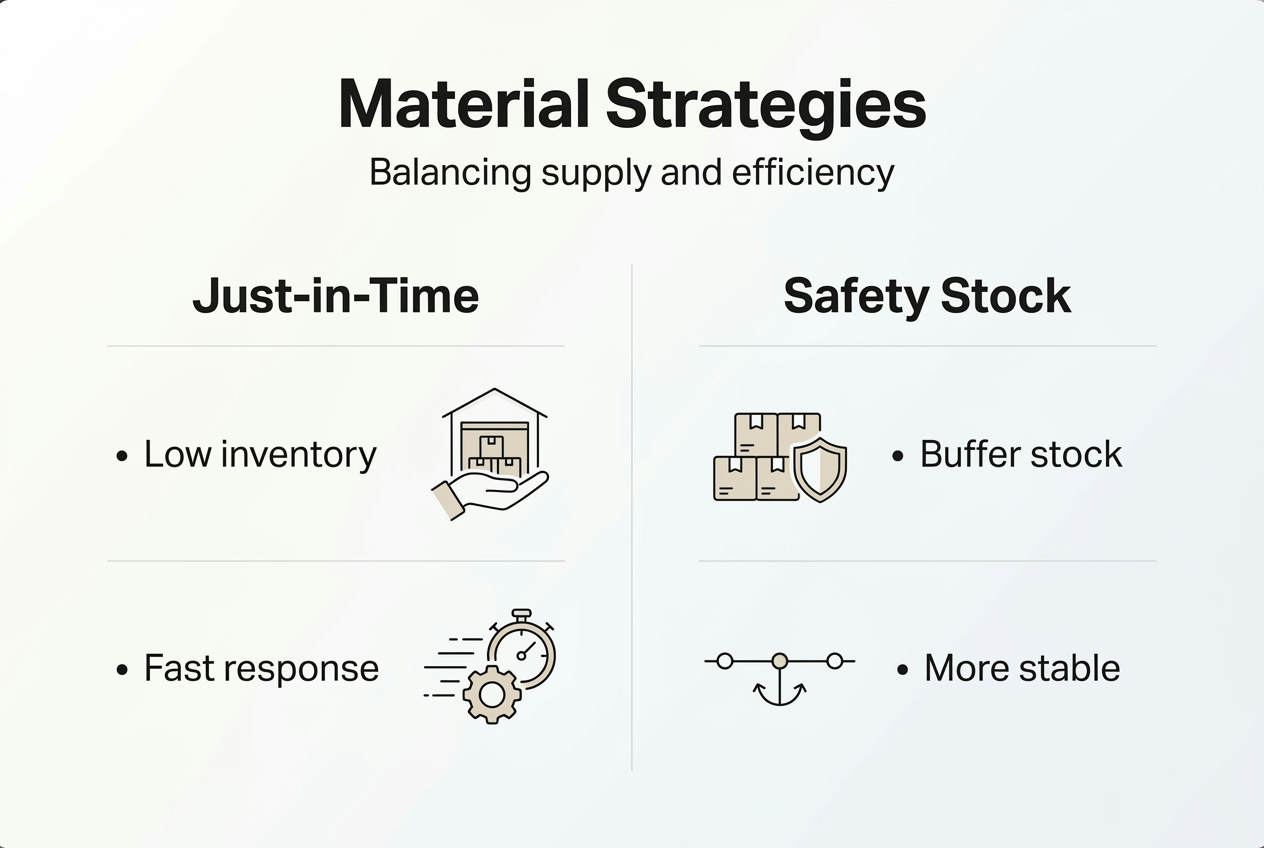 Infographic comparing just-in-time and safety stock