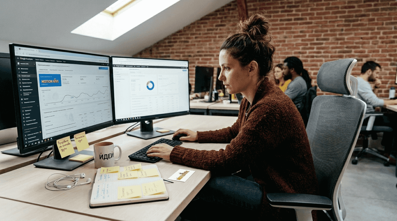 SEO специалист прави подробен анализ на класирането на юридически сайт в търсачките.