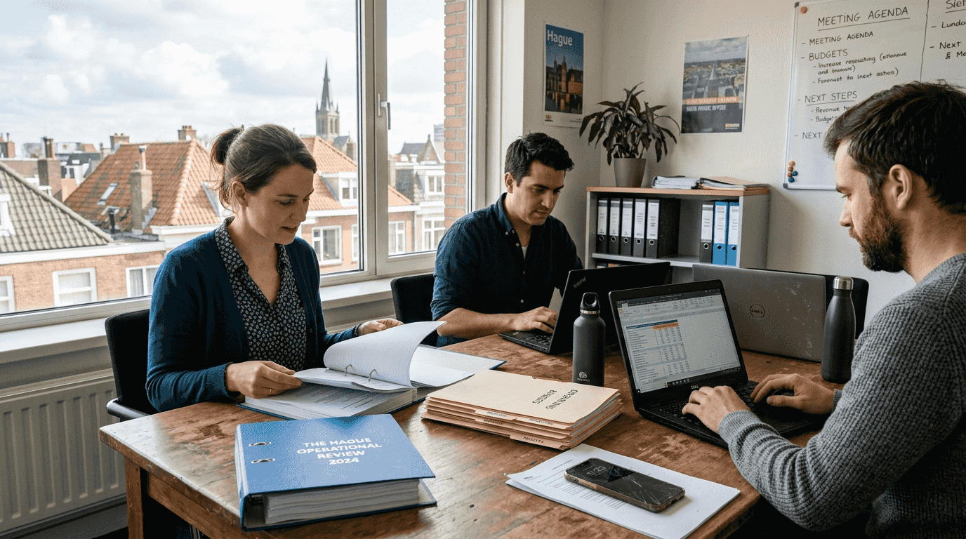 Dutch SME team reviewing ESG data together