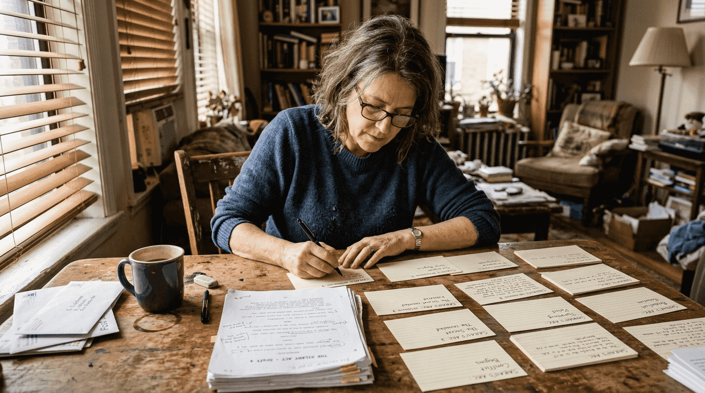 Writer updating character milestones in scripts