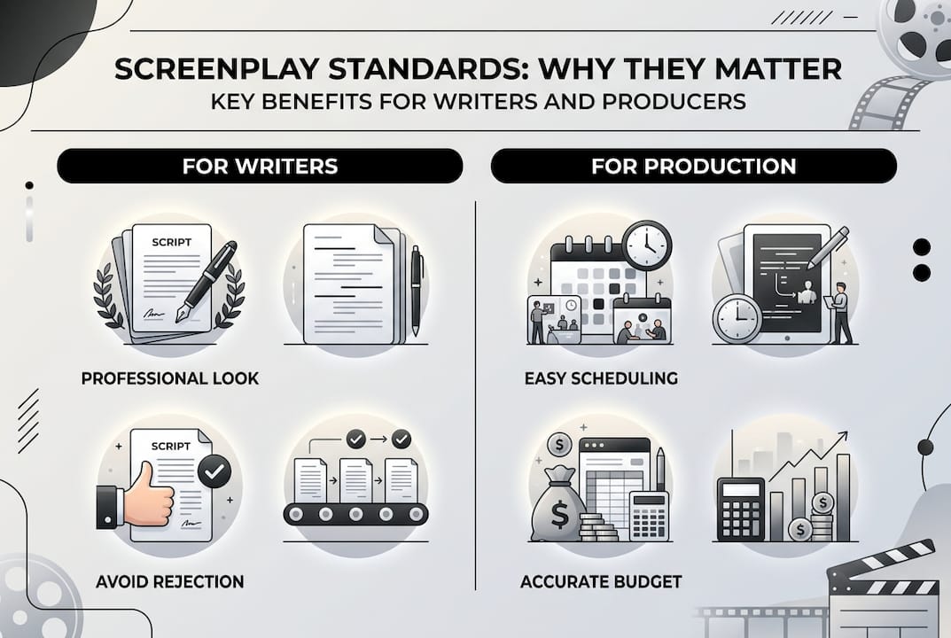 Infographic on screenplay standards benefits