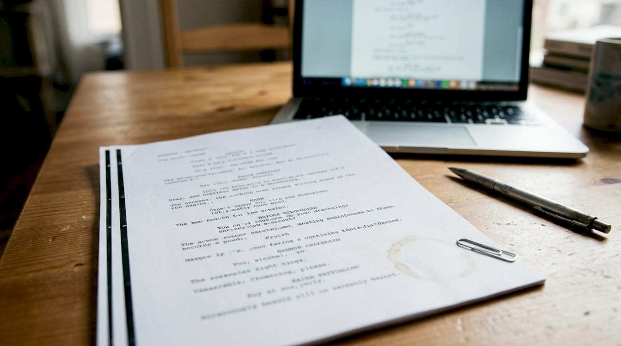 Close-up of properly formatted script page