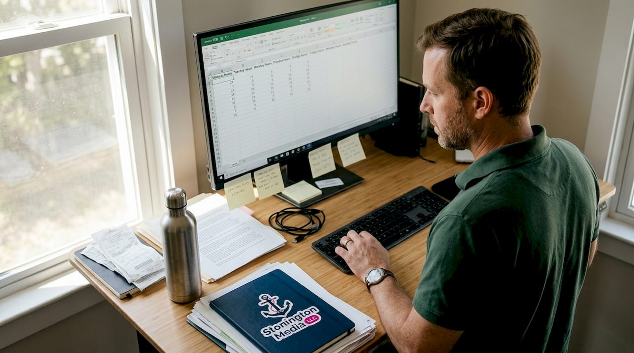 Man completing Google Business Profile fields