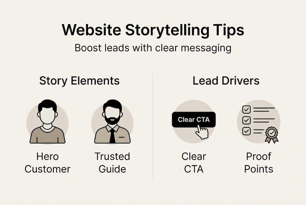 Infographic showing website storytelling tips