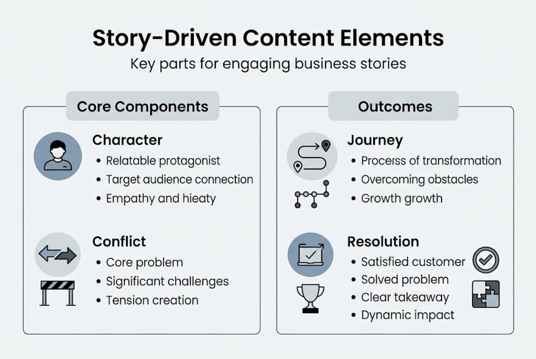 Infographic outlining story-driven content structure